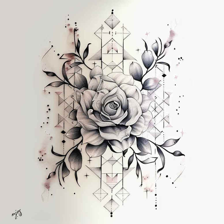 roses tattoo design ideas Realim light and shadow play soft contrast symbolising perseverance