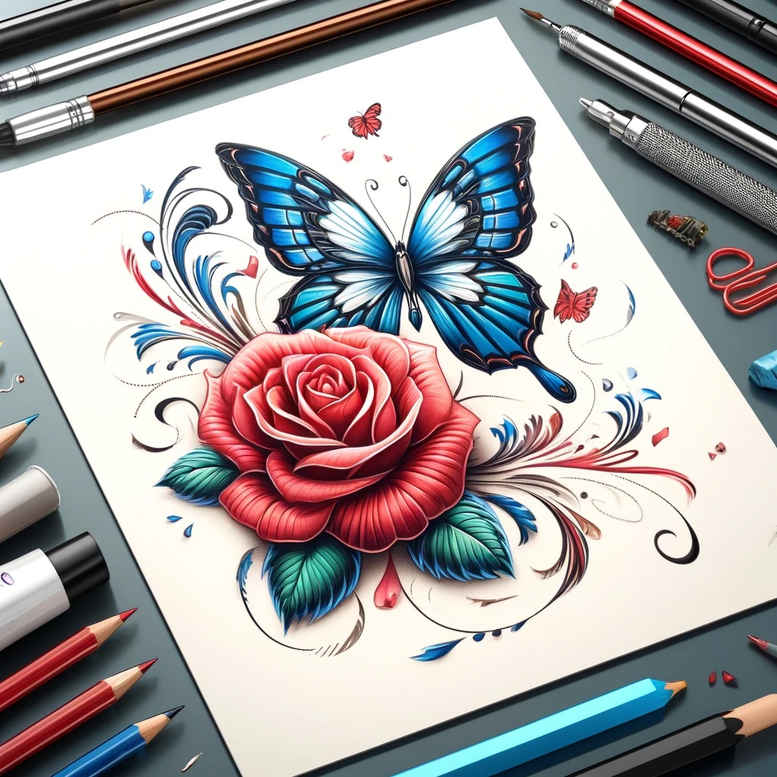 roses tattoo design ideas intricate shading Victorian motif for shin