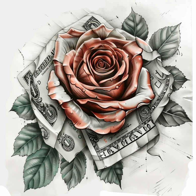 roses tattoo design ideas saturated Victorian motif for side