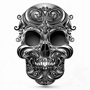 3d-skull-tattoo – tattoo design ideas free ai generated – haunting – for-upper-chest – Gallery: skulls-inkby-ai