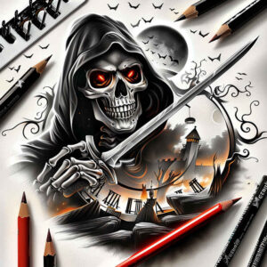 3d-skull-tattoo – tattoo design ideas free ai generated – weird – for-spine – Gallery: skulls-inkby-ai