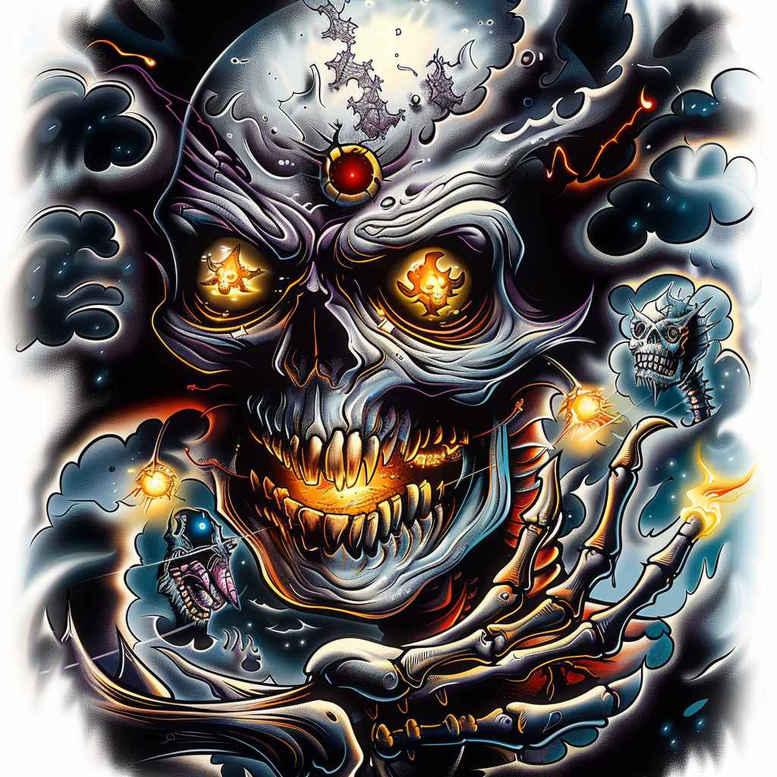 abstract-skull-tattoo – tattoo design ideas free ai generated – abandoned – for-heel – Gallery: skulls-inkby-ai
