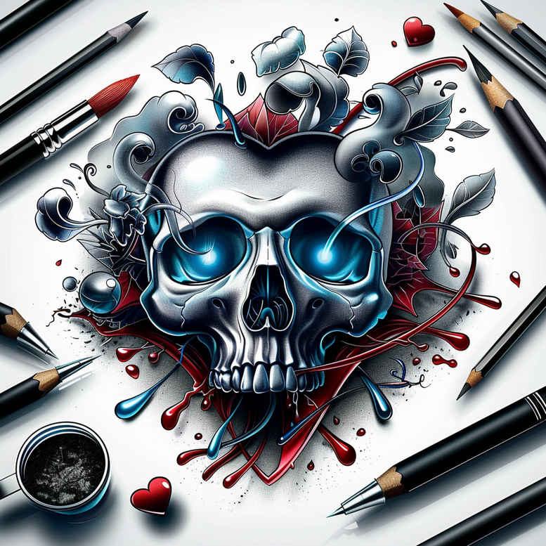 abstract-skull-tattoo – tattoo design ideas free ai generated – chilling – for-arm – Gallery: skulls-inkby-ai