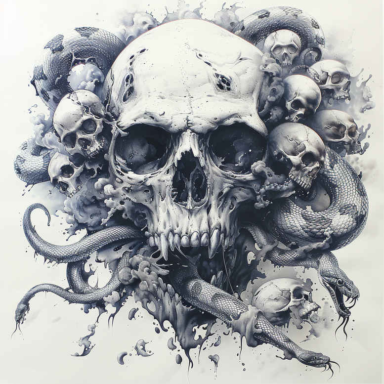 abstract-skull-tattoo – tattoo design ideas free ai generated – gothic – for-lower-back – Gallery: skulls-inkby-ai