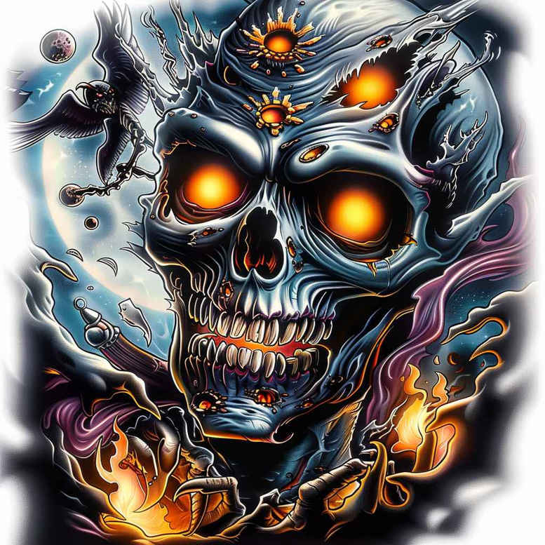 abstract-skull-tattoo – tattoo design ideas free ai generated – possessed – for-wrist-side – Gallery: skulls-inkby-ai