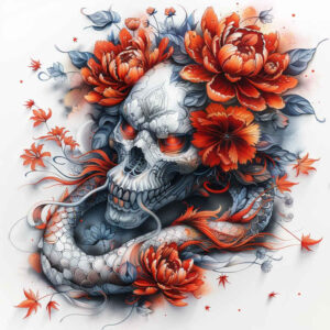 abstract-skull-tattoo – tattoo design ideas free ai generated – shadowy – for-ankle – Gallery: skulls-inkby-ai