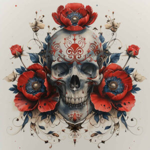 artistic-detail-skull-tattoo – tattoo design ideas free ai generated – possessed – for-back-of-neck – Gallery: skulls-inkby-ai