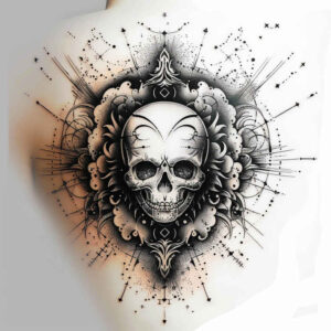 artistic-detail-skull-tattoo – tattoo design ideas free ai generated – twisted – for-side-torso – Gallery: skulls-inkby-ai