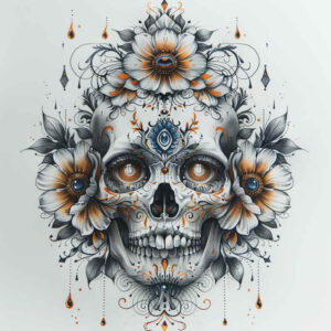 artistic-skull-tattoo – tattoo design ideas free ai generated – bloodcurdling – for-temple – Gallery: skulls-inkby-ai