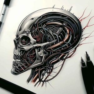 artistic-skull-tattoo – tattoo design ideas free ai generated – frightening – for-inner-arm – Gallery: skulls-inkby-ai
