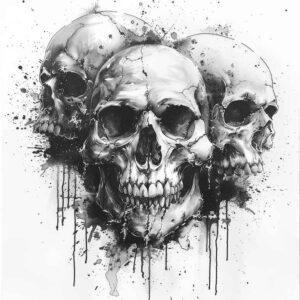 artistic-skull-tattoo – tattoo design ideas free ai generated – tattered-clothing – for-sternum – Gallery: skulls-inkby-ai