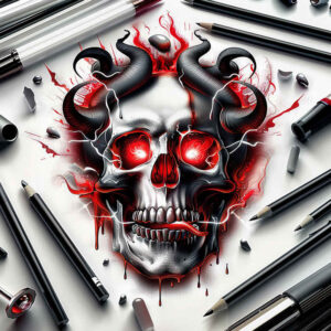 bold-contour-skull-tattoo – tattoo design ideas free ai generated – torment – for-heel – Gallery: skulls-inkby-ai