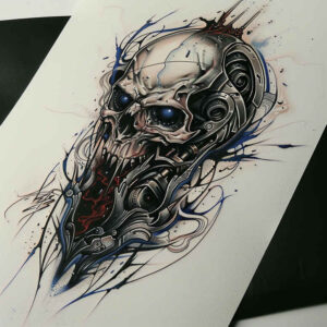 colorful-skull-tattoo – tattoo design ideas free ai generated – dark – for-back-of-neck – Gallery: skulls-inkby-ai