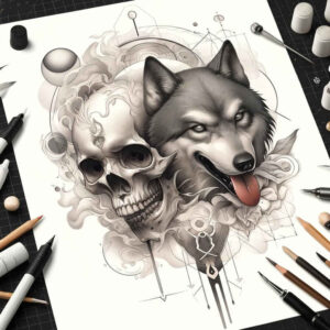colorful-skull-tattoo – tattoo design ideas free ai generated – eerie – for-neck – Gallery: skulls-inkby-ai