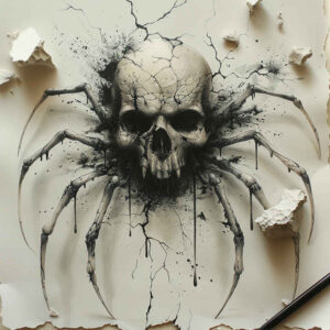 contour-skull-tattoo – tattoo design ideas free ai generated – haunting – for-lower-chest – Gallery: skulls-inkby-ai