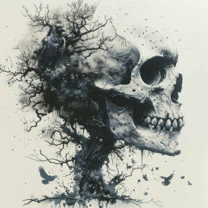 contour-skull-tattoo – tattoo design ideas free ai generated – occult – for-upper-back – Gallery: skulls-inkby-ai