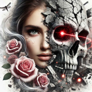 contour-skull-tattoo – tattoo design ideas free ai generated – petrified – for-lower-arm – Gallery: skulls-inkby-ai