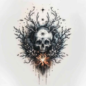contour-skull-tattoo – tattoo design ideas free ai generated – possessed – for-heel – Gallery: skulls-inkby-ai