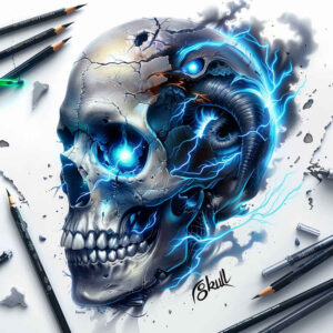 contour-skull-tattoo – tattoo design ideas free ai generated – screaming – for-stomach – Gallery: skulls-inkby-ai