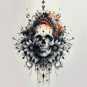 courage-symbol-skull-tattoo – tattoo design ideas free ai generated – ancient-curse – for-calf – Gallery: skulls-inkby-ai