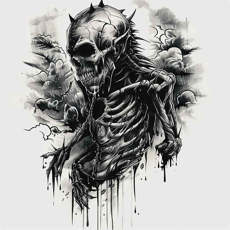 courage-symbol-skull-tattoo – tattoo design ideas free ai generated – menacing – for-foot – Gallery: skulls-inkby-ai