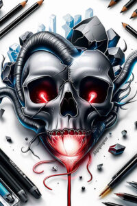 courage-symbol-skull-tattoo – tattoo design ideas free ai generated – terrifying – for-back-shoulder – Gallery: skulls-inkby-ai