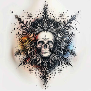death-symbol-skull-tattoo – tattoo design ideas free ai generated – eerie – for-inner-arm – Gallery: skulls-inkby-ai