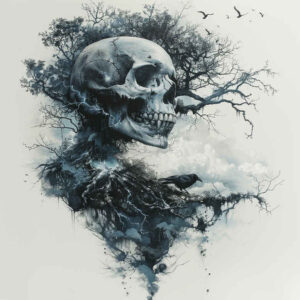 death-symbol-skull-tattoo – tattoo design ideas free ai generated – unholy – for-spine – Gallery: skulls-inkby-ai