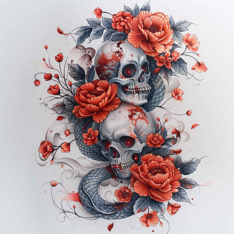 detailed-skull-tattoo – tattoo design ideas free ai generated – haunted – for-nape – Gallery: skulls-inkby-ai