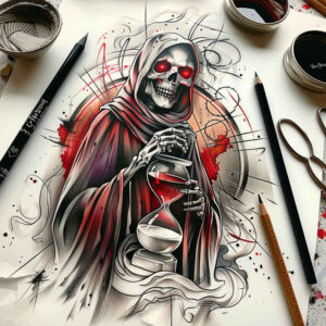 detailed-skull-tattoo – tattoo design ideas free ai generated – ruin – for-lower-thigh – Gallery: skulls-inkby-ai