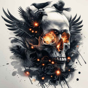 detailed-skull-tattoo – tattoo design ideas free ai generated – wraith – for-upper-chest – Gallery: skulls-inkby-ai