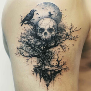 dot-skull-tattoo – tattoo design ideas free ai generated – horror – for-foot – Gallery: skulls-inkby-ai