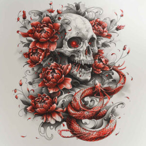 dot-skull-tattoo – tattoo design ideas free ai generated – whispering – for-shoulder-blade – Gallery: skulls-inkby-ai