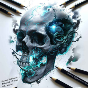 energy-motif-skull-tattoo – tattoo design ideas free ai generated – deformed – for-lower-thigh – Gallery: skulls-inkby-ai