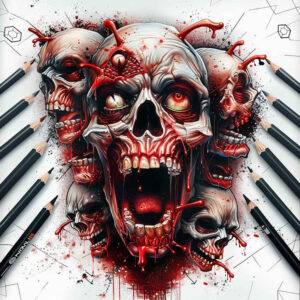 energy-skull-tattoo – tattoo design ideas free ai generated – distorted – for-full-back – Gallery: skulls-inkby-ai