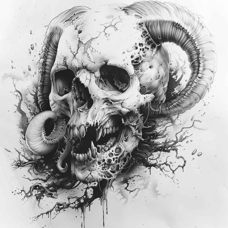 energy-skull-tattoo – tattoo design ideas free ai generated – dripping – for-side – Gallery: skulls-inkby-ai