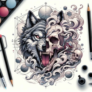 energy-skull-tattoo – tattoo design ideas free ai generated – frightening – for-upper-back – Gallery: skulls-inkby-ai