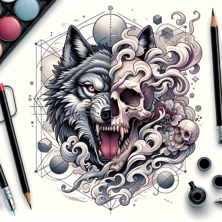 energy-skull-tattoo – tattoo design ideas free ai generated – frightening – for-upper-back – Gallery: skulls-inkby-ai