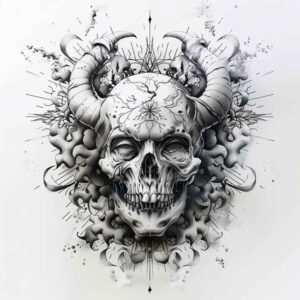expression-skull-tattoo – tattoo design ideas free ai generated – foggy – for-knee – Gallery: skulls-inkby-ai