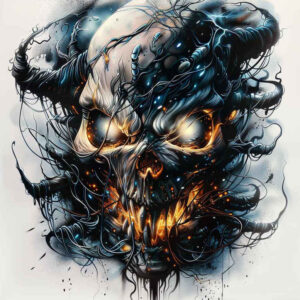feather-skull-tattoo – tattoo design ideas free ai generated – broken – for-upper-thigh – Gallery: skulls-inkby-ai