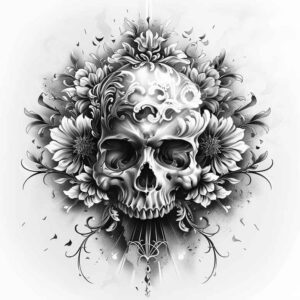 feather-skull-tattoo – tattoo design ideas free ai generated – cobweb – for-inner-arm – Gallery: skulls-inkby-ai