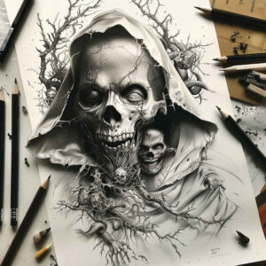 feather-skull-tattoo – tattoo design ideas free ai generated – crypt – for-arm – Gallery: skulls-inkby-ai