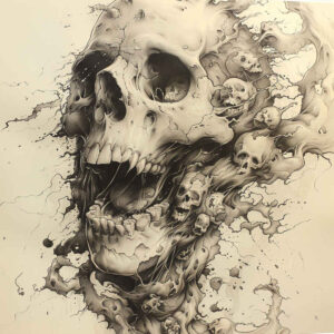 feather-skull-tattoo – tattoo design ideas free ai generated – invisible-entity – for-inner-arm – Gallery: skulls-inkby-ai