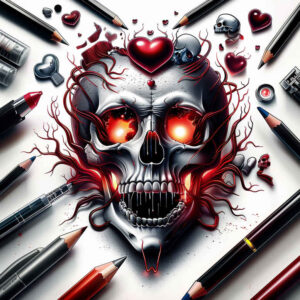 fine-line-skull-tattoo – tattoo design ideas free ai generated – deep-shadows – for-abdomen – Gallery: skulls-inkby-ai
