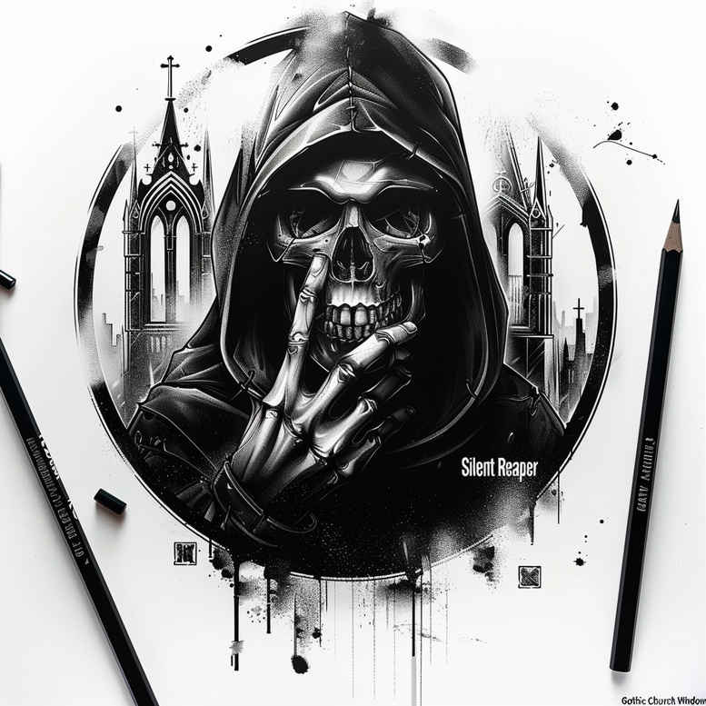 fine-line-skull-tattoo – tattoo design ideas free ai generated – ominous – for-neck – Gallery: skulls-inkby-ai