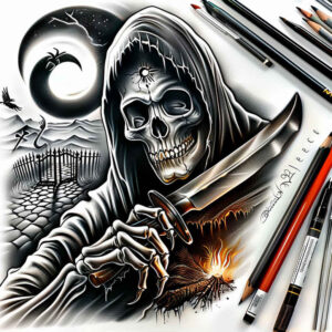 fine-line-skull-tattoo – tattoo design ideas free ai generated – void – for-nape – Gallery: skulls-inkby-ai