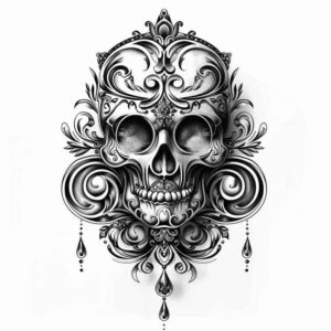geometric-skull-tattoo – tattoo design ideas free ai generated – paranormal – for-ribs – Gallery: skulls-inkby-ai