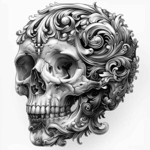 geometric-skull-tattoo – tattoo design ideas free ai generated – shadows – for-toe – Gallery: skulls-inkby-ai