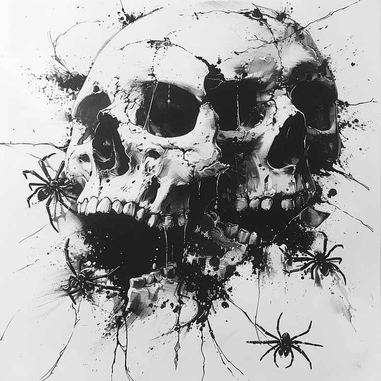 geometric-skull-tattoo – tattoo design ideas free ai generated – terrifying – for-abdomen – Gallery: skulls-inkby-ai