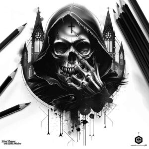 life-motif-skull-tattoo – tattoo design ideas free ai generated – decaying – for-upper-back – Gallery: skulls-inkby-ai